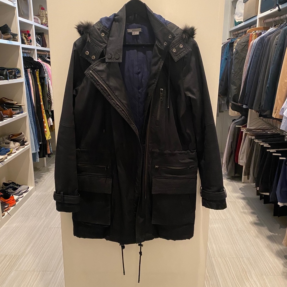Vince parka with fur trimmed hood